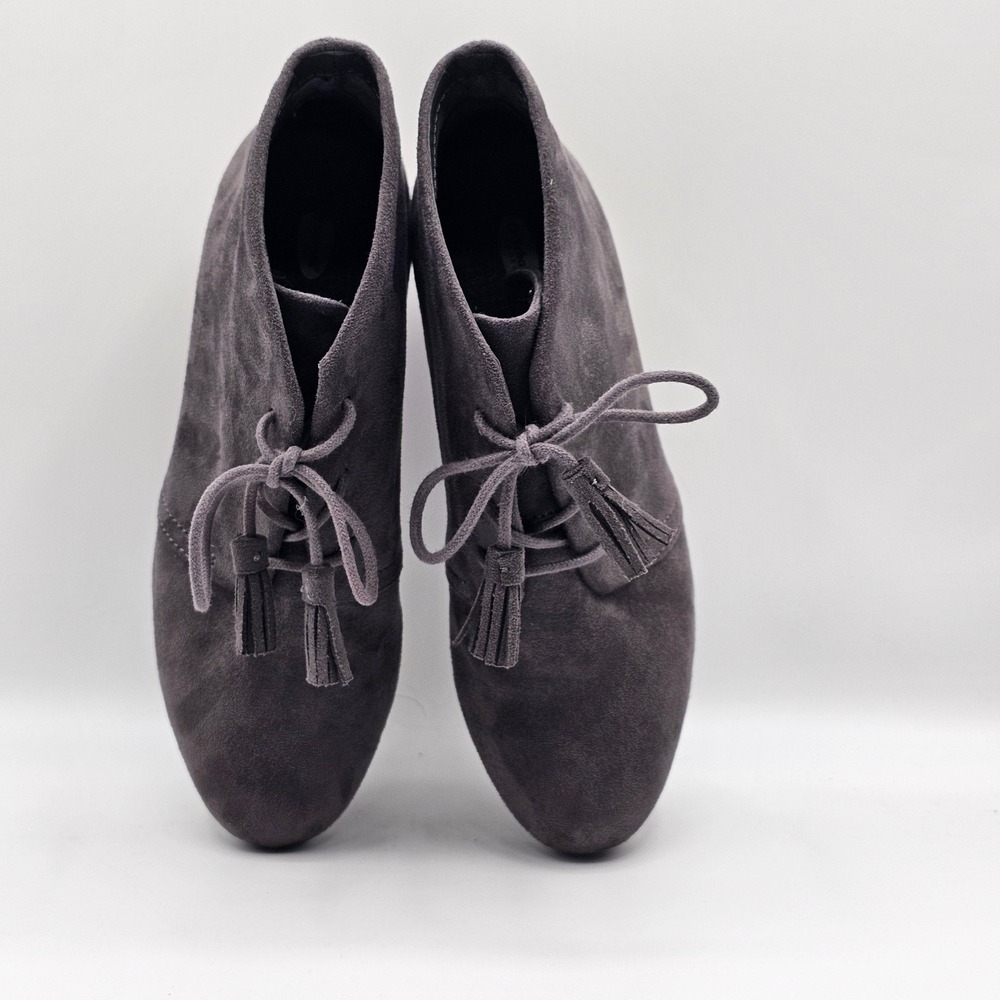 Dr Scholls Dakota Shoes Womens Size 7.5 Gray Wedge Ankle Booties Suede Comfort - Picture 8 of 13